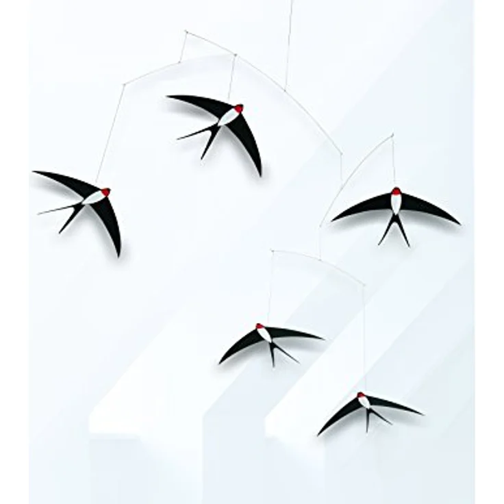 Flensted 024B Flying Swallows 5 Mobile, multicolores Mobiles aus Stahl, 53x70cm, handgefertigt in Dänemark – Bild 2