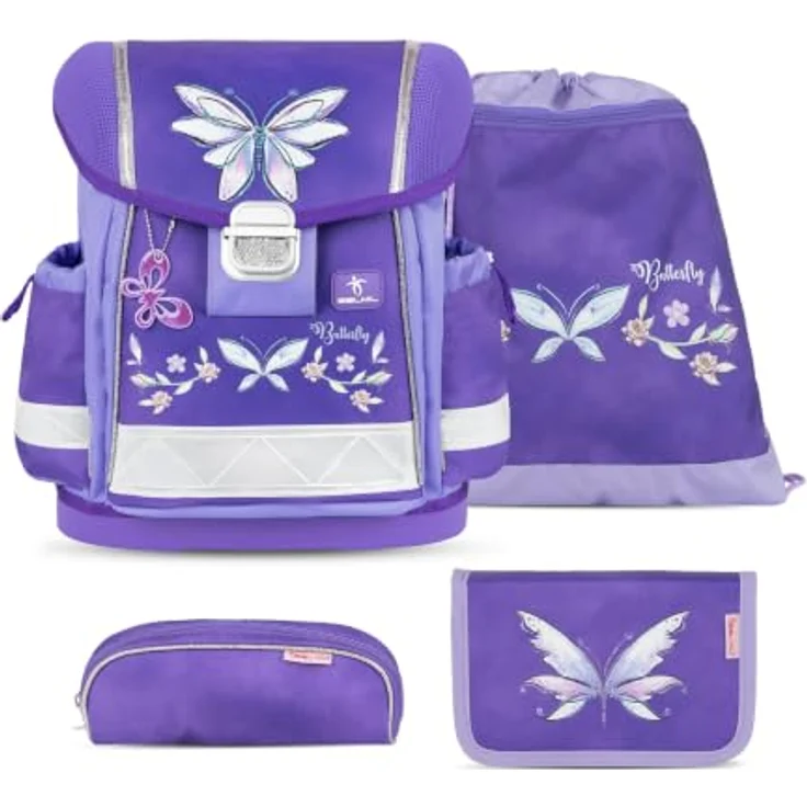 Belmil Schulranzen Classy Ergonomisch Set, 4 tlg. - Leichtes, wasserdichtes Schulranzen-Set mit atmungsaktiver Rückenpolsterung, 19 L Volumen, für A4-Formate, empfohlen von AGR – Bild 1