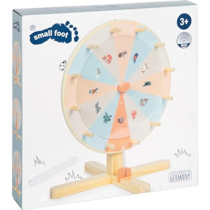 small foot Glücksrad-Gartenfreunde, Holzspielzeug mit beschreibbarer Acrylglasscheibe und austauschbaren Folienscheiben für Kindergeburtstage und Familienfeste – Bild 8