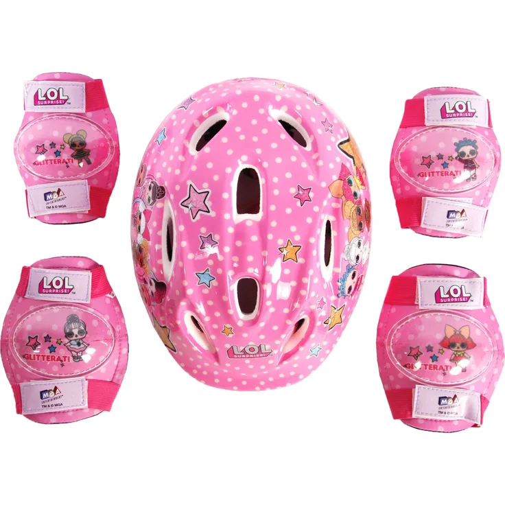 Volare Fahrradhelm LOL Surprise Schutzset für Kinder, verstellbar 51-55 cm, inkl. Knieschoner und Ellenbogenschoner