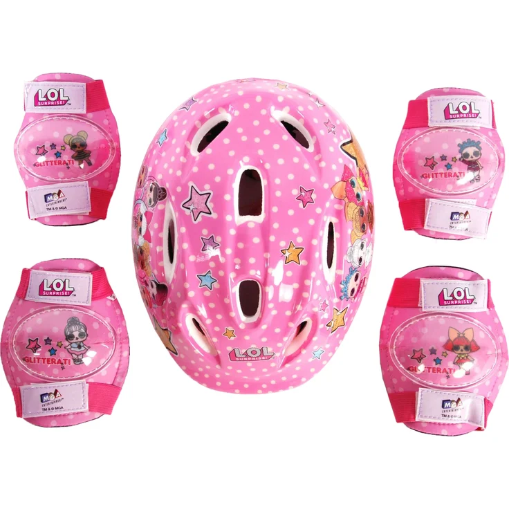 Volare Fahrradhelm LOL Surprise Schutzset für Kinder, verstellbar 51-55 cm, inkl. Knieschoner und Ellenbogenschoner