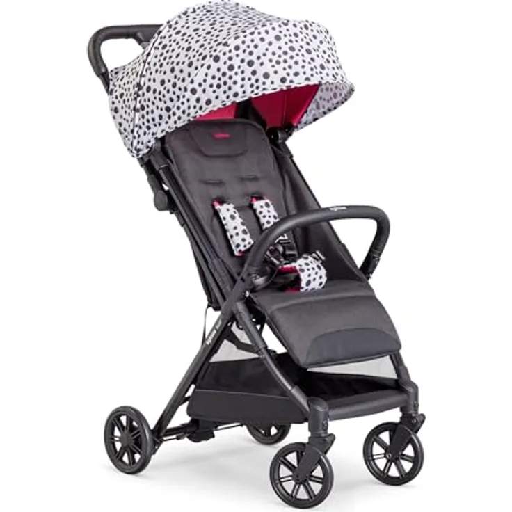 Inglesina Quid² Polka Dots White, ultraleichter Kinderwagen bis 22 kg, kompakt für Flugreisen, einhändig zusammenklappbar, UV-Schutz 50+