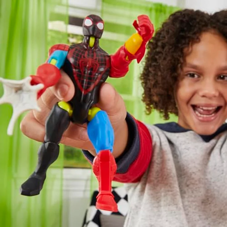SPIDER-MAN MixMashers Marvel Miles Morales Spider-Man Mix-and-Match Action-Figur mit Zubehör, Schwarz, Millionen Kombinationen, inkl. Rucksack und Kopfhörern – Bild 5