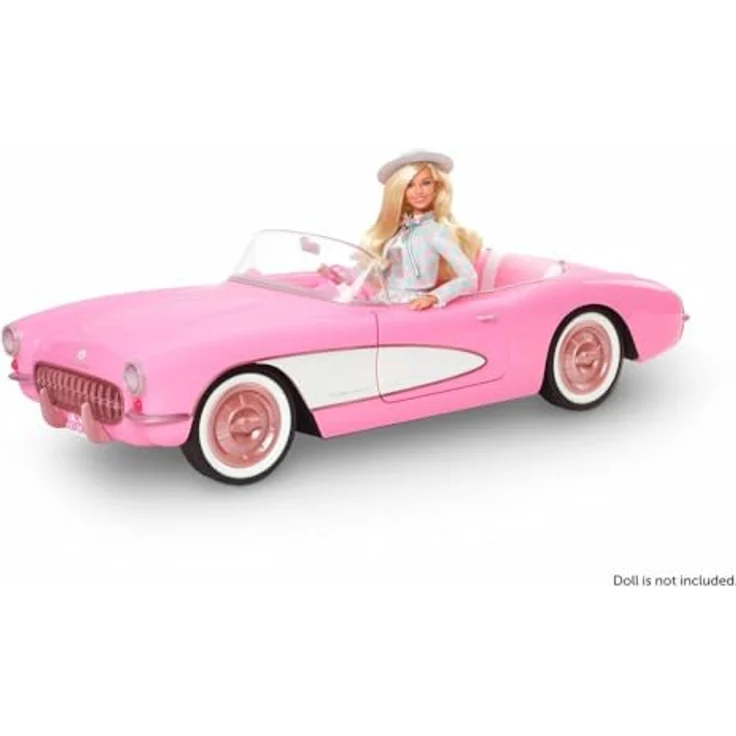 Barbie Corvette, Kaugummipinkes Cabrio für 4 Puppen, mit öffnenden Türen und drehbarem Lenkrad, Retro-Lackierung und Luxus-Interieur, für Sammler, HPK02 – Bild 3