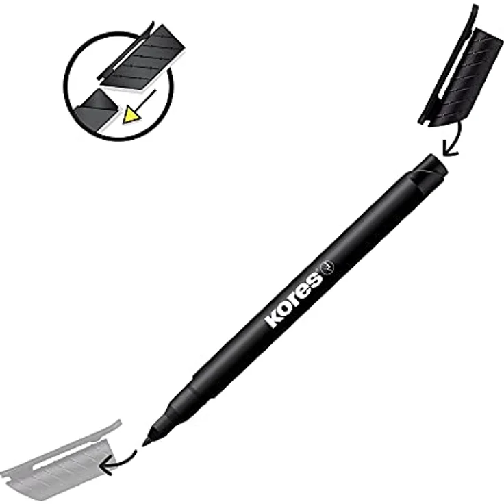 Kores - K-Marker P1: Bunte Permanent Marker Stifte, Dünne Faserspitze mit wasserfester und nahezu geruchsfreier Tinte, für alle Oberflächen, Packung von 6 sortierten Farben – Bild 5