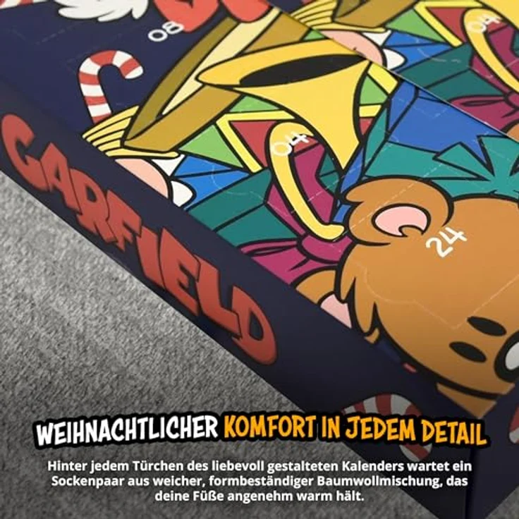 United Labels Garfield Adventskalender, 12 Paar Socken für Damen, Größe 35-41, mit Sneakern und langen Socken, Weihnachtskalender Geschenk – Bild 5