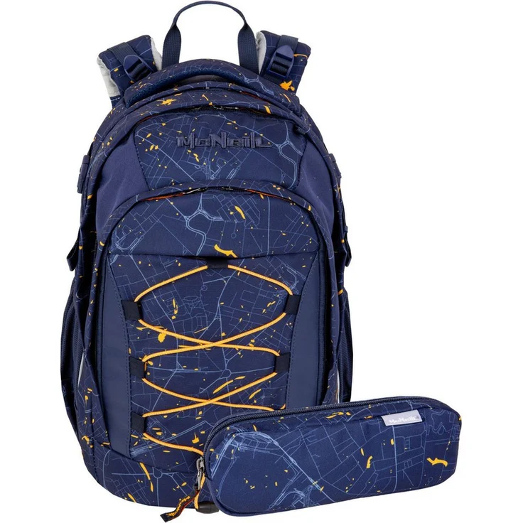 McNeill Schulranzen LUCA Splash 2-teilig, ergonomisch, ClickFlex Höhenverstellung, 30 l, mit Reflektoren und Organizer
