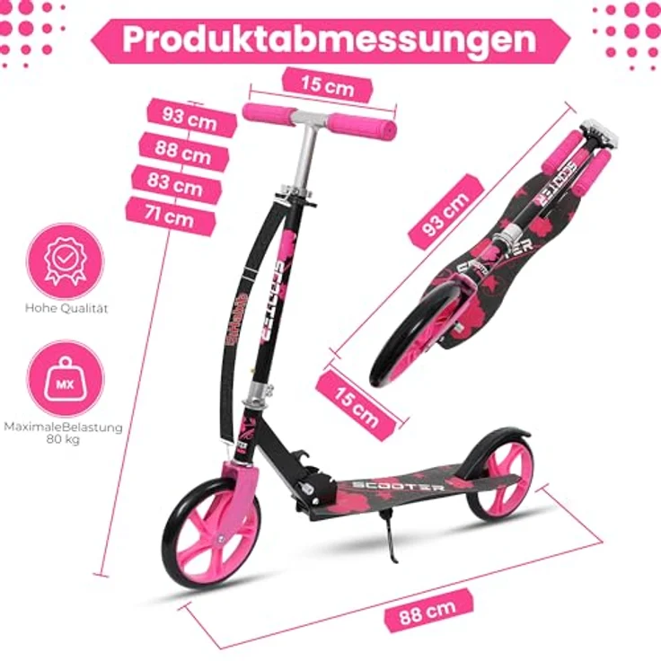 Europebazar Habib Kickroller mit 205mm XXL Rädern, klappbar, bis 100 kg, blau – Bild 7