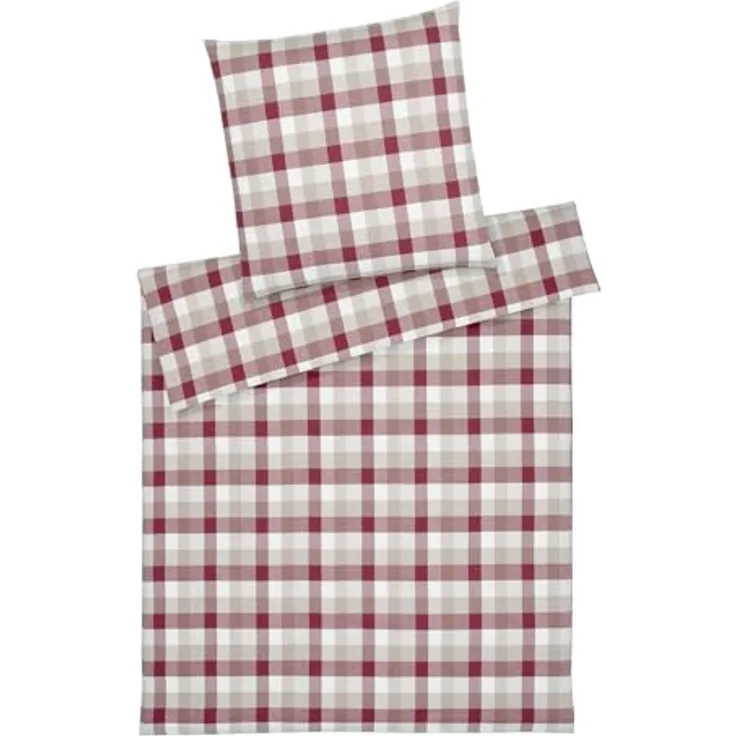Elegante Soft-Flanell Bettwäsche Watson weinrot 1 Bettbezug 155 x 220 cm + 1 Kissenbezug 80 x 80 cm, 100% Baumwolle, pflegeleicht, Reißverschluss, perfekte Winterbettwäsche