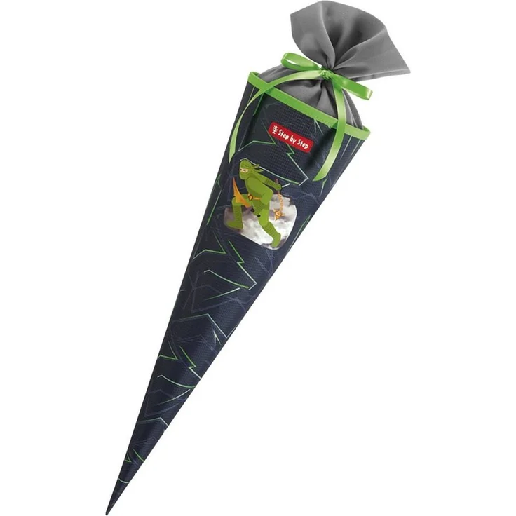 Step by Step Schultüte mit eingenähtem Bändchen, recycelte PET-Flaschen, 5 Liter Volumen, bunt – Bild 1