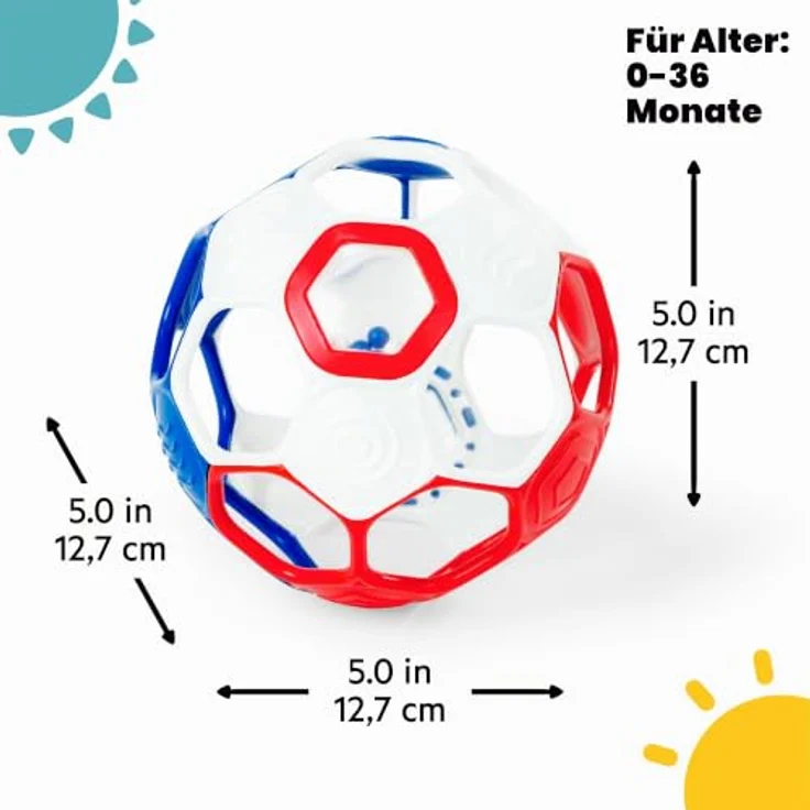 Oball Soccer, Babyspielzeug Fußball in rot/weiß/blau – Bild 3