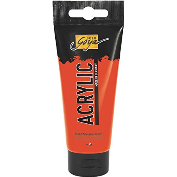 KREUL Solo Goya Acrylic, 100 ml Tube, zinnoberrot hell, hochpigmentierte Acrylfarbe auf Wasserbasis, schnell matt trocknend, gut deckend, wasserfest – Bild 1