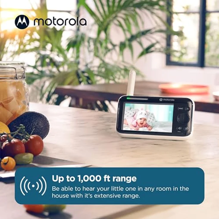 Motorola Nursery PIP1500 - Babyphone mit Kamera - 5" Elterneinheit - 2 Wege Kommunikation - Zimmertemperatur - Infrarot Nachtsicht - 300 m Reichweite, Weiß/Schwarz – Bild 2