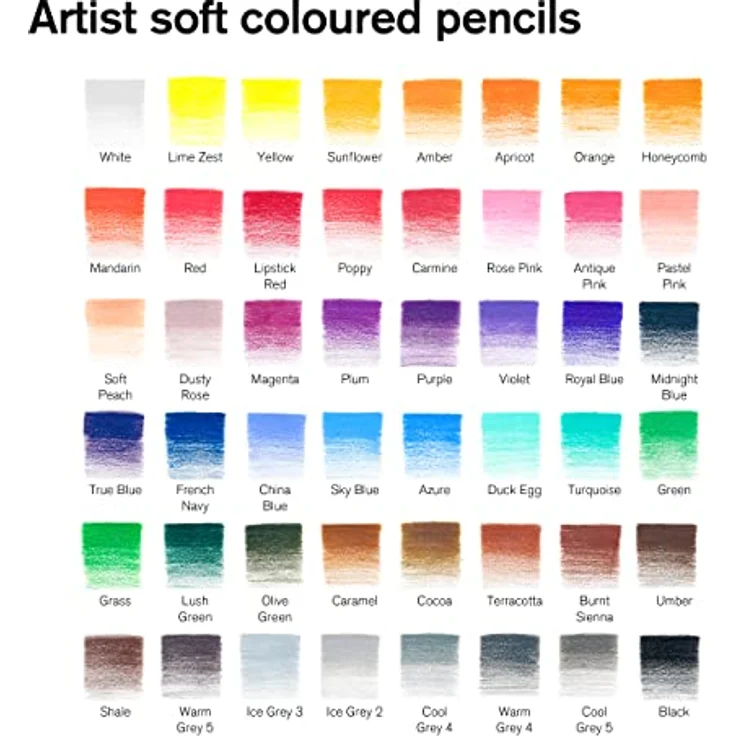 Winsor & Newton 490014 Präzisions Künstlerfarbstifte Set, 48 lebendige Farben, hochwertige Pigmente, bruchsicher, wisch- und wasserfest – Bild 3