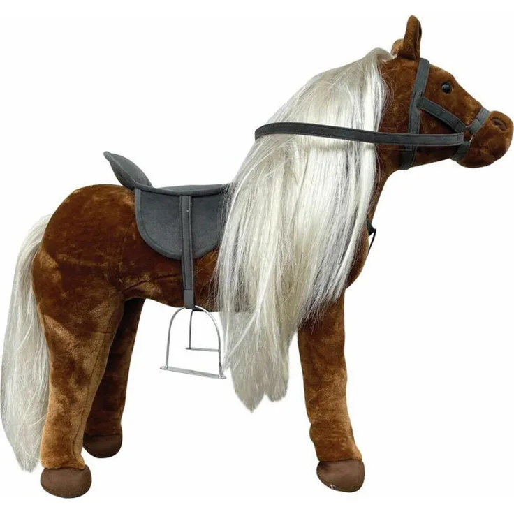 Vedes AM Plüschpferd Goldie 0, Plüschpferd mit Soundfunktionen, Sattelhöhe 46 cm, gold