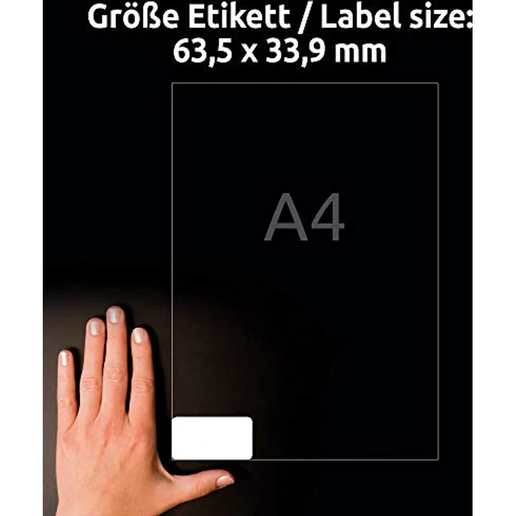 AVERY Zweckform L4773REV-20, wetterfeste Folienetiketten, weiß, 480 Stück, 63,5 x 33,9 mm, selbstklebend, wasserabweisend, ablösbar – Bild 2