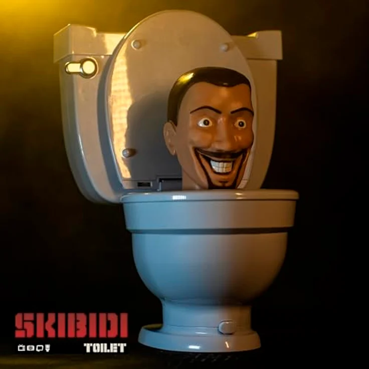 Skibidi Toilet Mystery Toilet, Sammelfigur mit spiring-loaded Mechanismus und interaktivem Spülgeräusch, Mehrfarbig – Bild 5