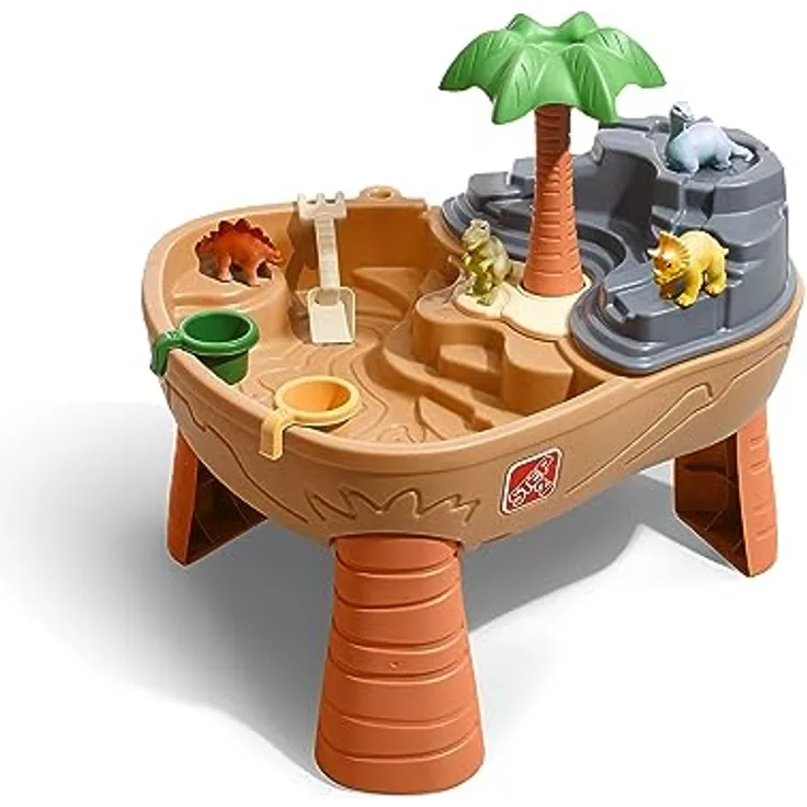 Step2 Dino Dig Sand & Wassertisch mit Dinosaurier & Jungle | Wasserspieltisch für Kinder mit 7-teiligem Zubehör Set | Wasserspielzeug / Sandtisch für den Garten