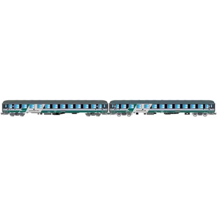 Rivarossi HR4376 FS, 2er-Pack UIC-X-Liegewagen Typ 1968, XMPR-Lackierung, Ep. V-Personenwagen, Blau/Grau – Bild 1