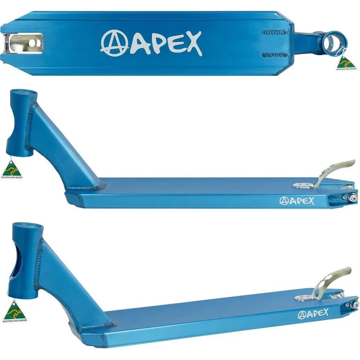 Apex Stuntscooter Apex Pro Stunt-Scooter Deck 580 (49cm) türkis, Aluminium T6, CNC-gefräst, inkl. Flex Fender Bremse
