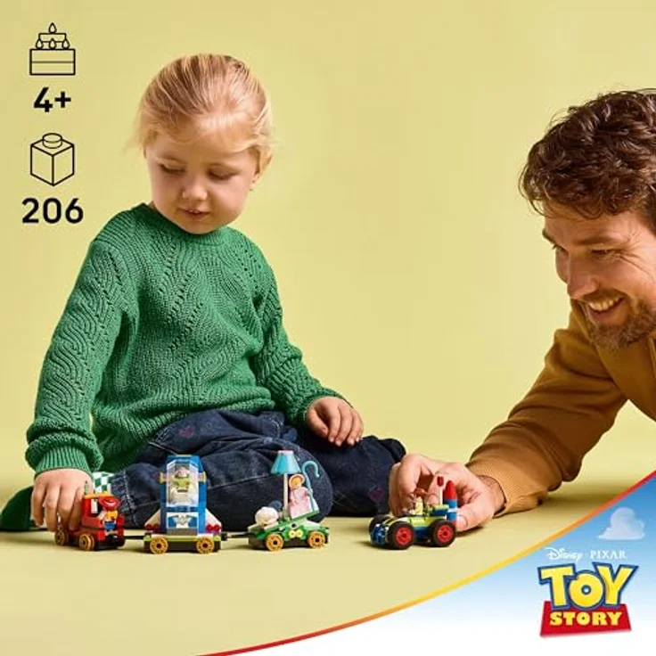 LEGO Disney Pixar 43264 Partyzug und Auto RC aus Toy Story, Bausatz mit 206 Teilen, inkl. Woody, Jessie, Porzellinchen und Buzz Lightyear, mehrfarbig – Bild 3