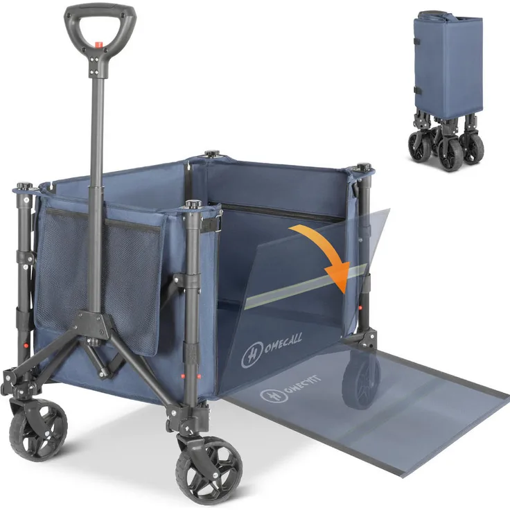 Modante Bollerwagen, Baby on Tour, Blau und Graphit, Metall und Textil, 44x19x31 cm