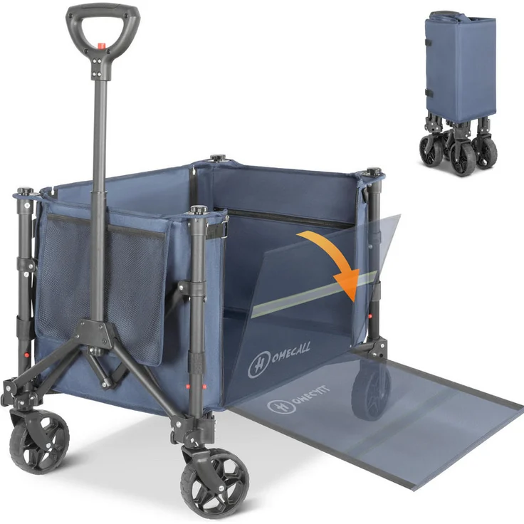 Modante Bollerwagen, Baby on Tour, Blau und Graphit, Metall und Textil, 44x19x31 cm