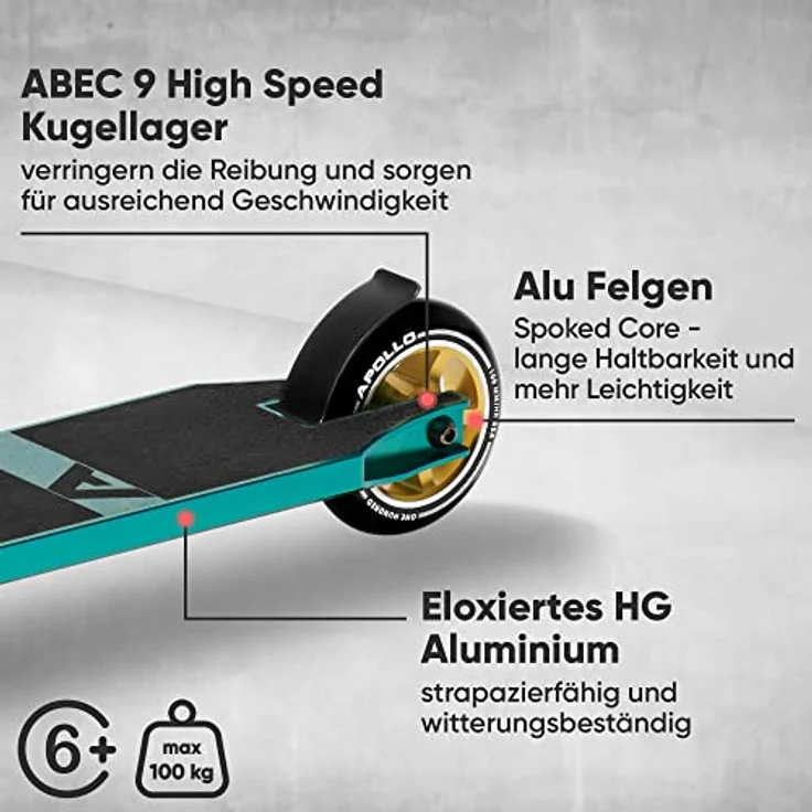 Apollo Stunt Scooter - Star Pro | HighQuality eloxierter Profi Stuntroller | Kinder Scooter mit ABEC 9 Kugellagern, 100mm Wheels | Stunt Scooter Erwachsene Version, Roller |Trick Roller für Teenies – Bild 5