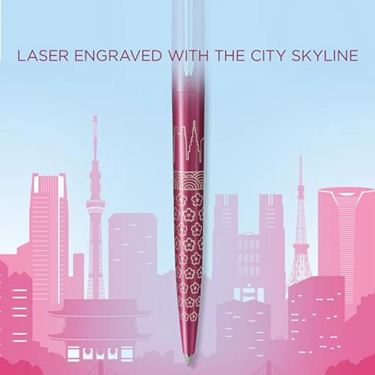 Parker Pen JOTTER Tokyo, Kugelschreiber mit metallic-rosa Schaft, Strichstärke: M, blaue Strichfarbe, Edelstahlclip, in Geschenkbox – Bild 7