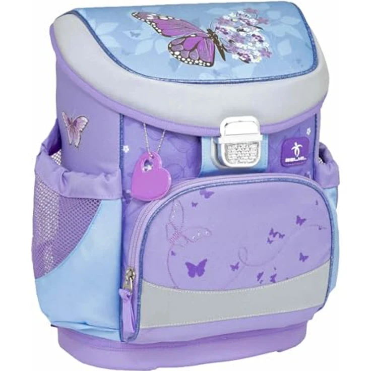 Belmil Mini-Fit Schulranzen Set 4 -teilig (405-33/AG/S) (Purple Blue Butterfly), Ergonomisches Schulranzen-Set für die Grundschule 1. - 2. Klasse, leicht und wasserdicht, mit reflektierenden Elementen – Bild 3