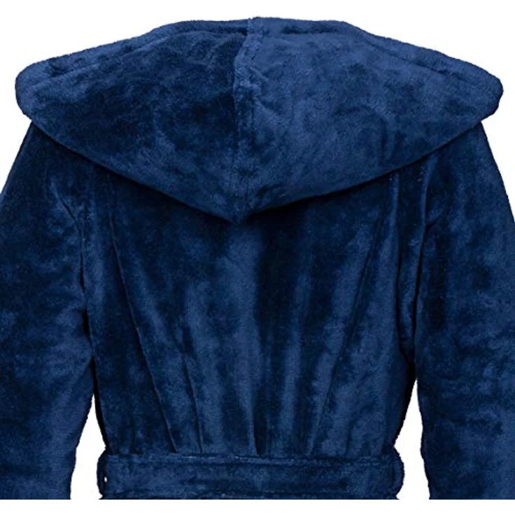 Vossen Damenbademantel Palermo, Langform, Wirkfrottee, Kapuze, Reißverschluss, blau – Bild 6