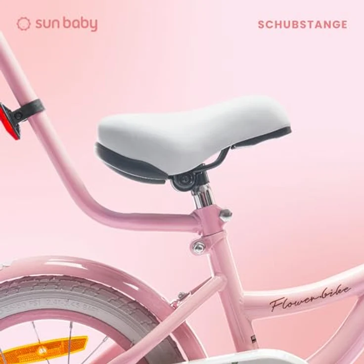 Sun Baby Mädchenfahrrad 16 Zoll Flower Bike mit Abnehmbarer Schubstange, Rosa, für Mädchen von 2-6 Jahre – Bild 3