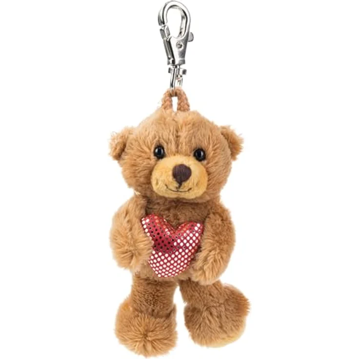 OEM Teddy Schleuderhaken, Hartbraun, 8-12 cm, Plüsch-Anhänger mit Karabiner, ideal als Glücksbringer oder Accessoire – Bild 1