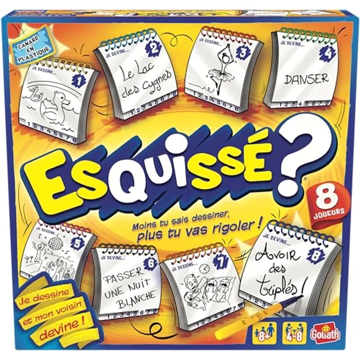 Goliath Esquissé, Französische Version, Gesellschaftsspiel ab 8 Jahren mit 100 doppelseitigen Karten und 8 Notizbüchern zum Zeichnen, 4-8 Spieler – Bild 1