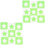 18 TLG. Puzzlematte Sterne, 36 Puzzleteile, Eva Schaumstoff, schadstofffrei, Spielunterlage 1,6 m², weiß-grün