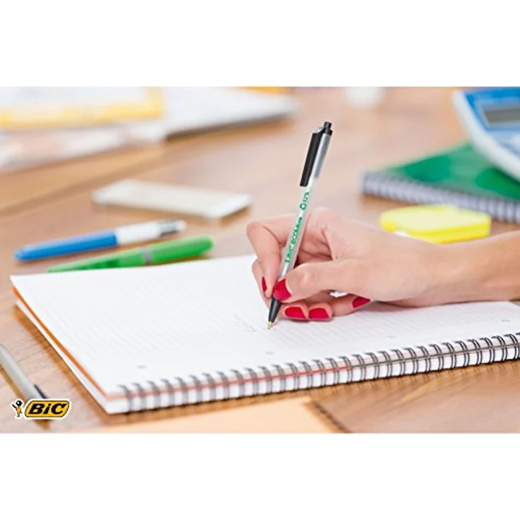 Bic Clic Stic ECOlutions, schwarzer Kugelschreiber mit mittlerer Spitze (0,4 mm), 50er Box aus 62 % recycelten Materialien – Bild 8