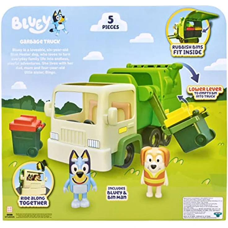 Blueys Müllwagen-Spielset mit beweglichen Figuren (6,3 cm) – Bild 3
