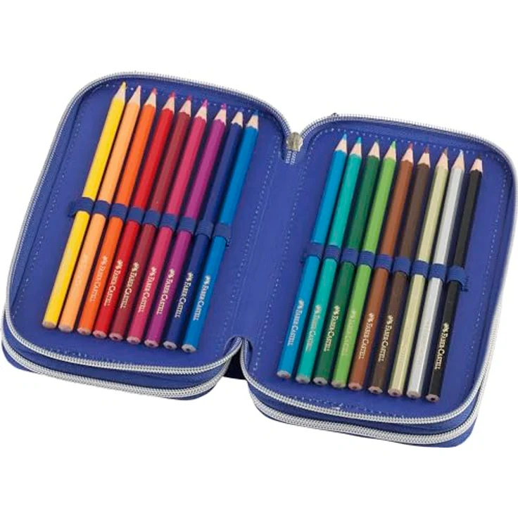 Faber-Castell 573040 – Dreifach-Schulmäppchen – Einhorn, Federmäppchen mit 3 Fächern und umfangreichem Inhalt in Dinosaurier-Design – Bild 4