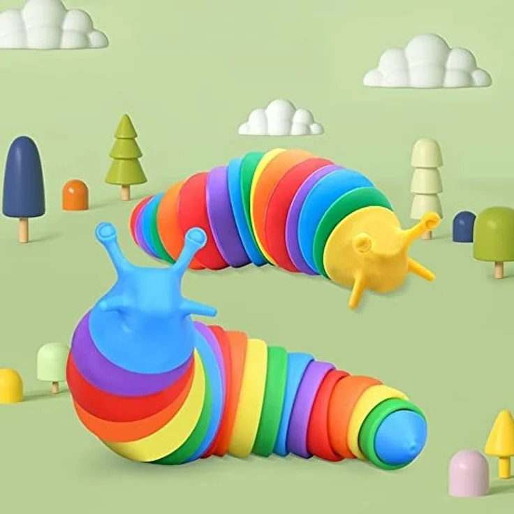 Yolistar Fidget Slug Spielzeug, 2 Stück, Flexible Dekompressionsschnecke für Kinder und Erwachsene, Stressabbau, Gartendekoration – Bild 2