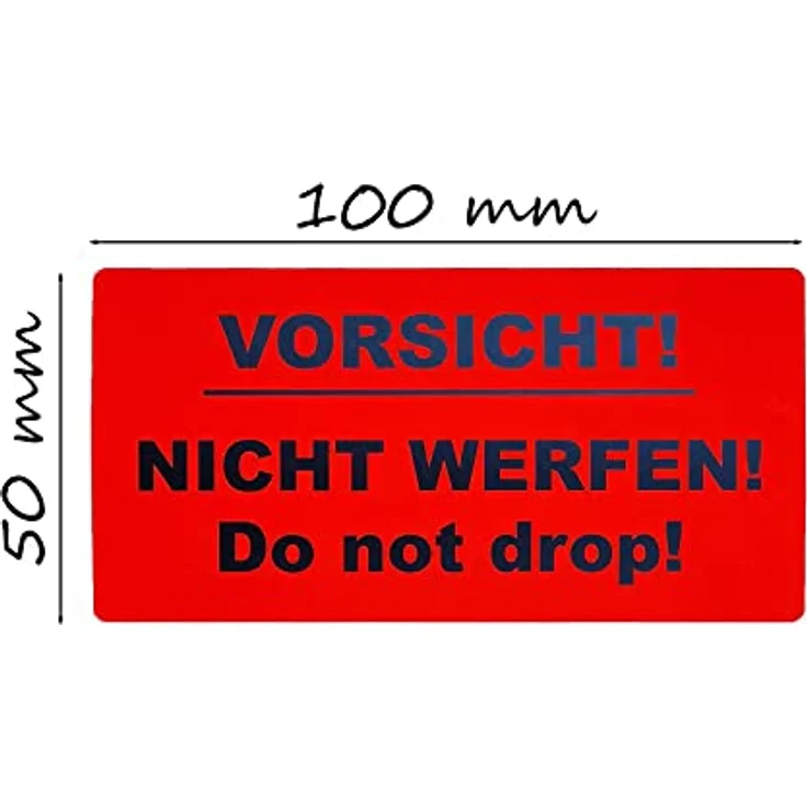 varivendo 50 Versandaufkleber Etiketten "Nicht werfen", rot, Größe 10 x 5 cm – Bild 2