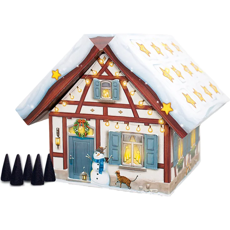 ROTH Räucherkerzen Adventskalender "Räucherhaus" mit 24 verschiedenen Duftnoten, handgefertigt in Deutschland
