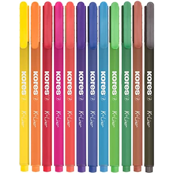 Kores® K- Fineliner 0,4 mm, farbsortiert, 12 Stück, permanent, metallgefasste Spitze – Bild 2
