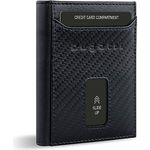 bugatti Secure Slim Mini Börse aus Leder mit RFID-Schutz, Slim Wallet, Kartenetui, Carbon