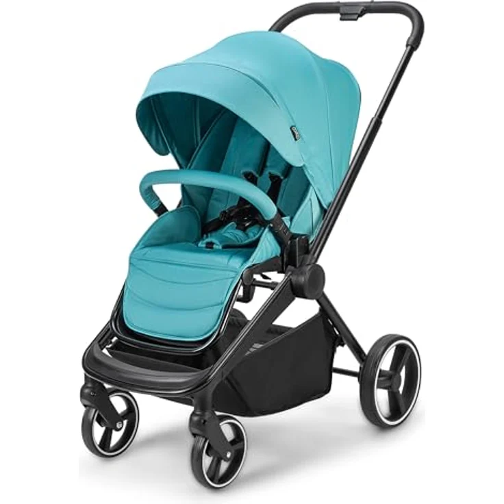 Booboo Kinderwagen Jazzi 2 in 1 Kombi-Kinderwagen inkl. Babywanne mit Matratze, Sportwagen, Sportsitz mit Liegefunktion, Zusammenklappbar - Ocean – Bild 4