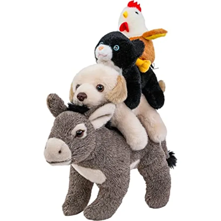 Teddys Rothenburg Kuscheltier Bremer Stadtmusikanten Esel, Hund, Katze, Hahn, 28 cm, mehrfarbig, kuschelweicher Plüsch