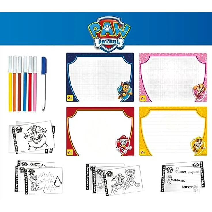 Lisciani Paw Patrol Zeichenschule Kreativset, 4 Schreib- und Löschtafeln, Anleitungsbuch und 6 farbige Filzstifte, für Kinder ab 3 Jahren – Bild 3