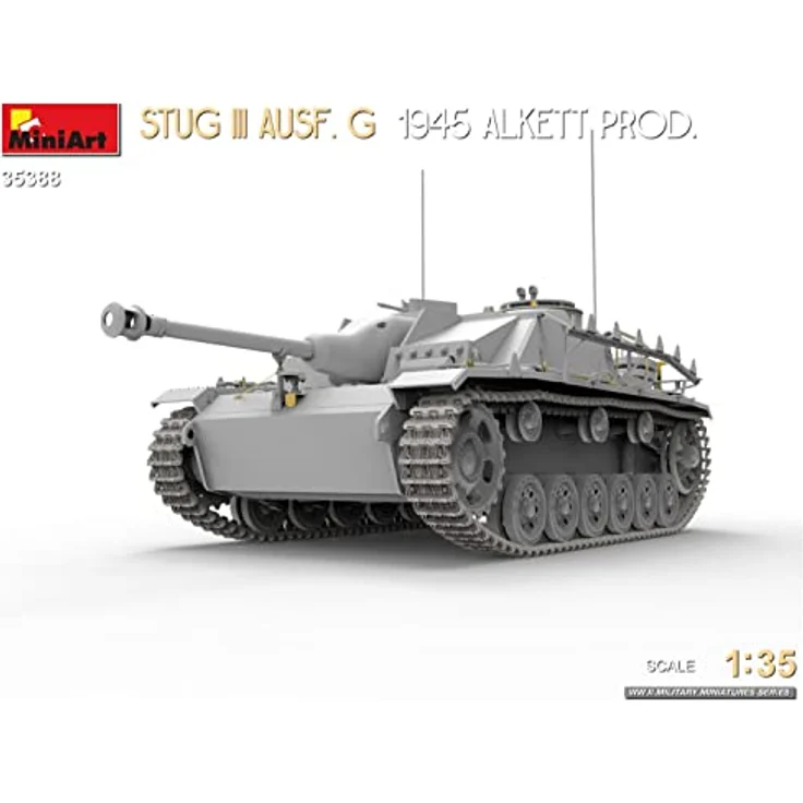 Mini art StuG III Ausf. G 1945 Alkett Prod., Modellfahrzeug im Maßstab 1:35 mit beweglichen Winterkettengliedern und detailgetreuen Photoätzteilen – Bild 8