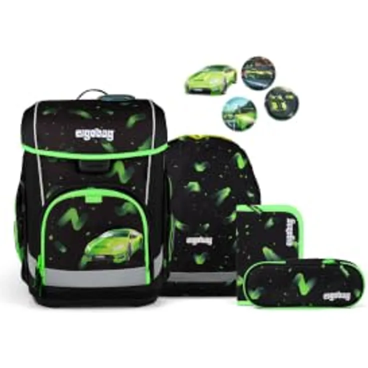 ergobag cubo light Schulranzen-Set Übärholspur, 21 Liter Volumen, regulierbare Schulterträger, wasserabweisendes Material, inkl. Sportbeutel