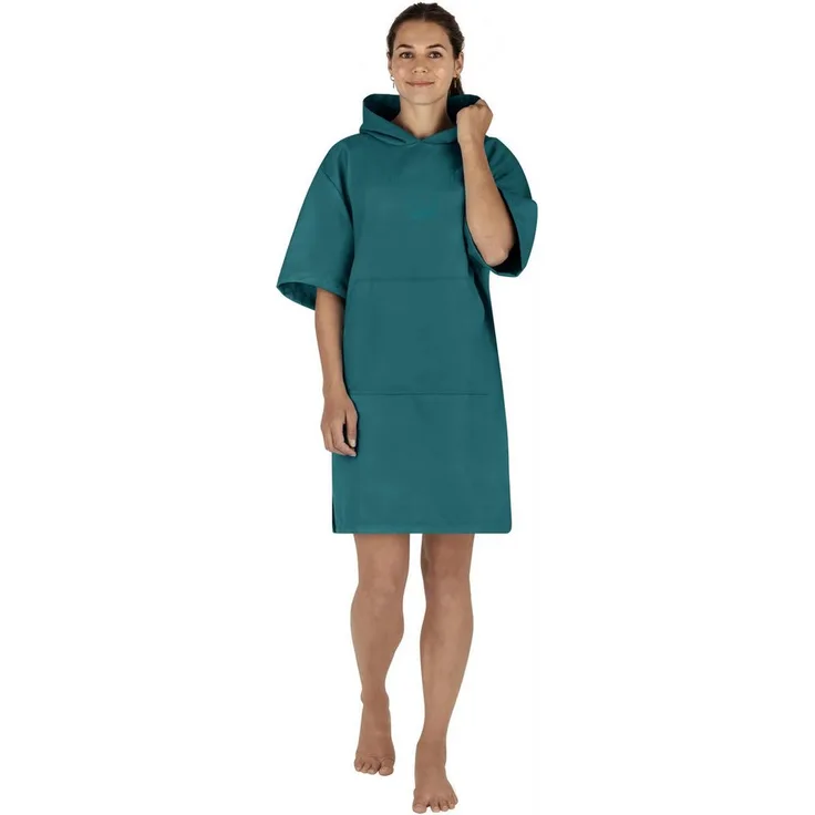 normani Badeponcho Damen Mikrofaser Badeponcho Siargao, Polyester, Kapuze, Schlupf, Bade Handtuch mit Ärmeln - recyceltes Material, Blau
