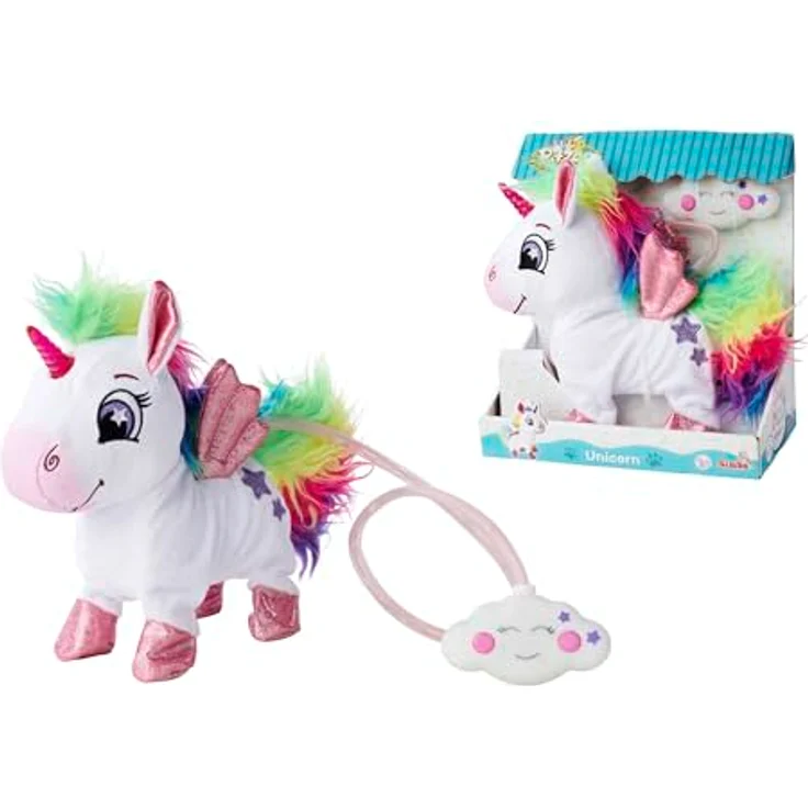 SIMBA TOYs PetZoo Regenbogen Einhorn, Funktionsplüsch mit beweglichem Kopf und Schweif, 24 cm, LED-Steuerung – Bild 6